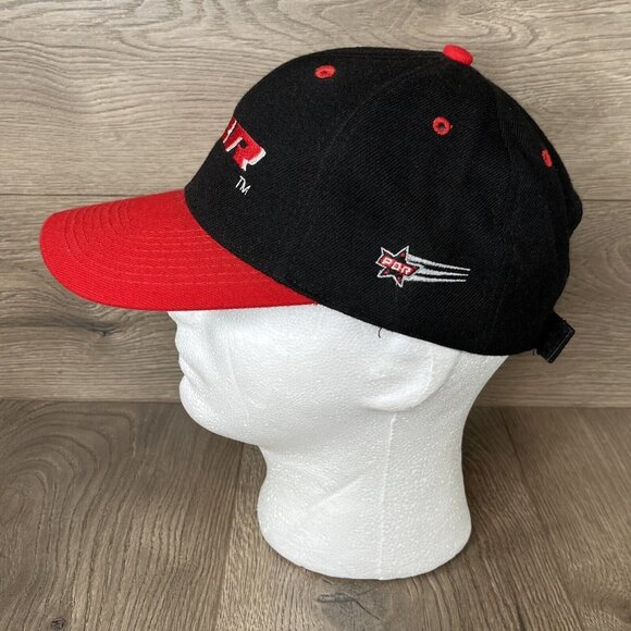 PBR Black/Red Baseball Hat Cap Pro Bull Riding Hook/Loop Adjustable - Picture 3 of 13